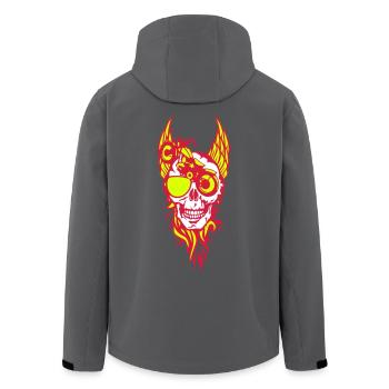death head skull motorcycle wing flame fire - Men’s Recycled Softshell Jacket by Stanley/Stella - black - Back - AI Model Male 185 light (185cm)