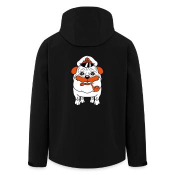 Alter Mops Hund Kapitän Lustig Süß Cartoon Comic - Recycelte Männer Softshell-Jacke von Stanley/Stella - Schwarz - Hinten - AI Model Male 185 light (185cm)
