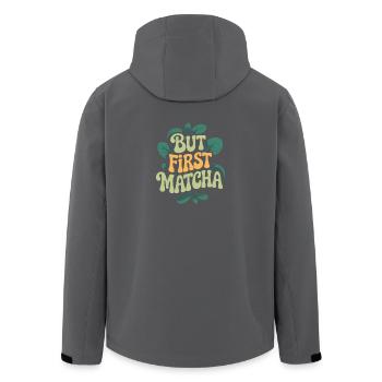 But First Matcha - Recycelte Männer Softshell-Jacke von Stanley/Stella - Schwarz - Hinten - AI Model Male 185 light (185cm)