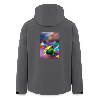 Grenouille en origami vert - Veste softshell homme en polyester recyclé Stanley/Stella - noir - Dos - AI Model Male 185 light (185cm)