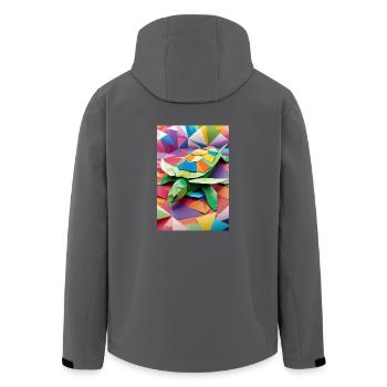 Regenbogen-Panzer - Origami-Schildkröte - Recycelte Männer Softshell-Jacke von Stanley/Stella - Schwarz - Hinten - AI Model Male 185 light (185cm)