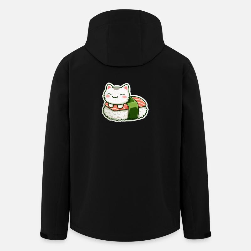 Kawaii Sushi Cat en Roll - Veste softshell homme en polyester recyclé Stanley/Stella - noir