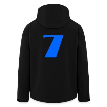 7. GEBURTSTAG. ALLES GUTE ZUM GEBURTSTAG! - Recycelte Männer Softshell-Jacke von Stanley/Stella - Schwarz - Hinten - AI Model Male 185 light (185cm)