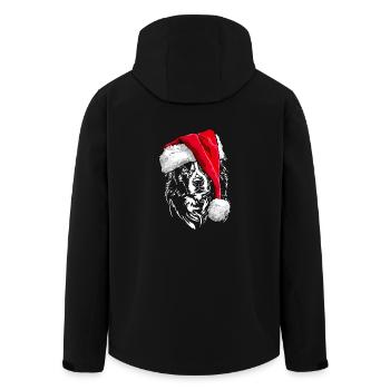 Santa BORDER COLLIE Christmas Dogs Wilsigns - Men’s Recycled Softshell Jacket by Stanley/Stella - black - Back - AI Model Male 185 light (185cm)