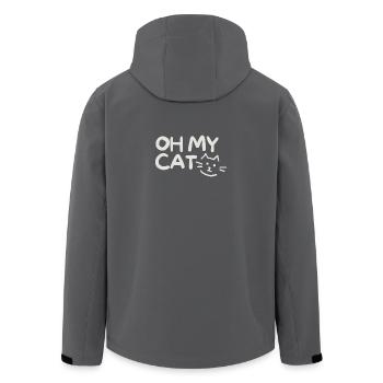 Blague humoristique sur le chat avec un style écrit à la main - Veste softshell homme en polyester recyclé Stanley/Stella - charbon - Dos - AI Model Male 185 light (185cm)
