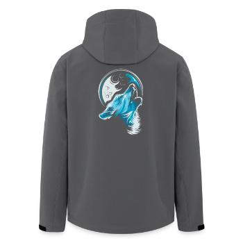 loup bleu lune hurlement illustration animaux de la forêt - Veste softshell homme en polyester recyclé Stanley/Stella - charbon - Dos - AI Model Male 185 light (185cm)