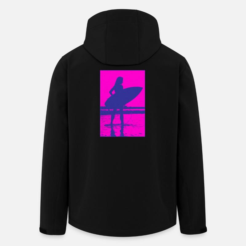Plage Surfeur Silhouette Néon - Veste softshell homme en polyester recyclé Stanley/Stella - noir