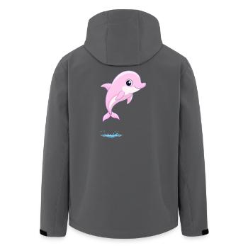 Baby pink dolphin jumping out of the water - Men’s Recycled Softshell Jacket by Stanley/Stella - black - Back - AI Model Male 185 light (185cm)