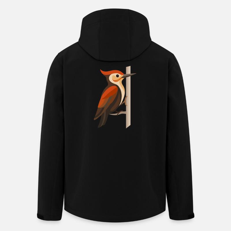 Specht an Baumstamm – Stilisiertes Vogelmotiv - Recycelte Männer Softshell-Jacke von Stanley/Stella - Schwarz