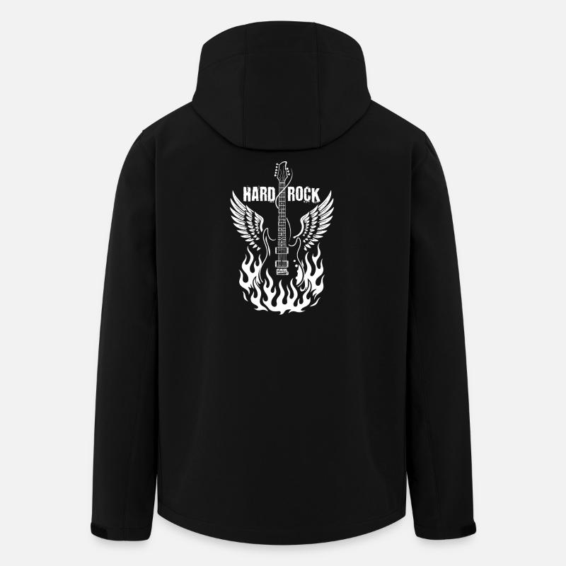 Guitare éclair avec ailes et flammes - Veste softshell homme en polyester recyclé Stanley/Stella - noir