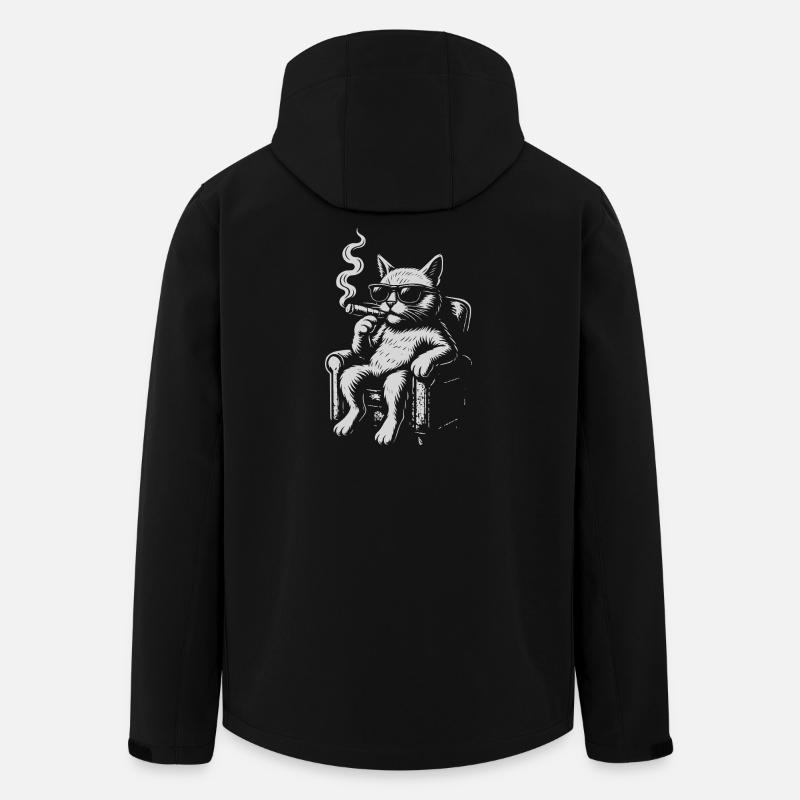 Coole Katzenliege mit Zigarre - Recycelte Männer Softshell-Jacke von Stanley/Stella - Schwarz