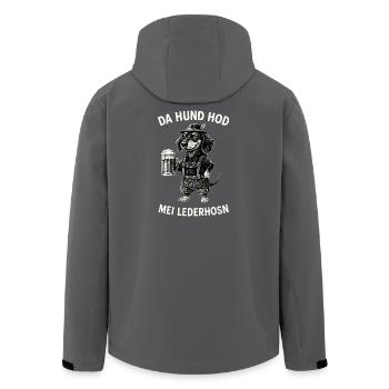 Lederhosen Bavaria Tracht Dachshund Funny Beer Tent - Men’s Recycled Softshell Jacket by Stanley/Stella - black - Back - AI Model Male 185 light (185cm)