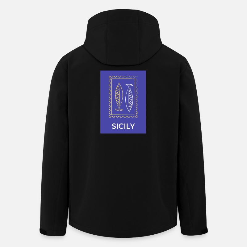 Silhouette de poisson sicilien Sicile - Veste softshell homme en polyester recyclé Stanley/Stella - noir