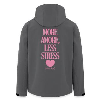 Mehr Liebe Weniger Stress  - Recycelte Männer Softshell-Jacke von Stanley/Stella - Schwarz - Hinten - AI Model Male 185 light (185cm)