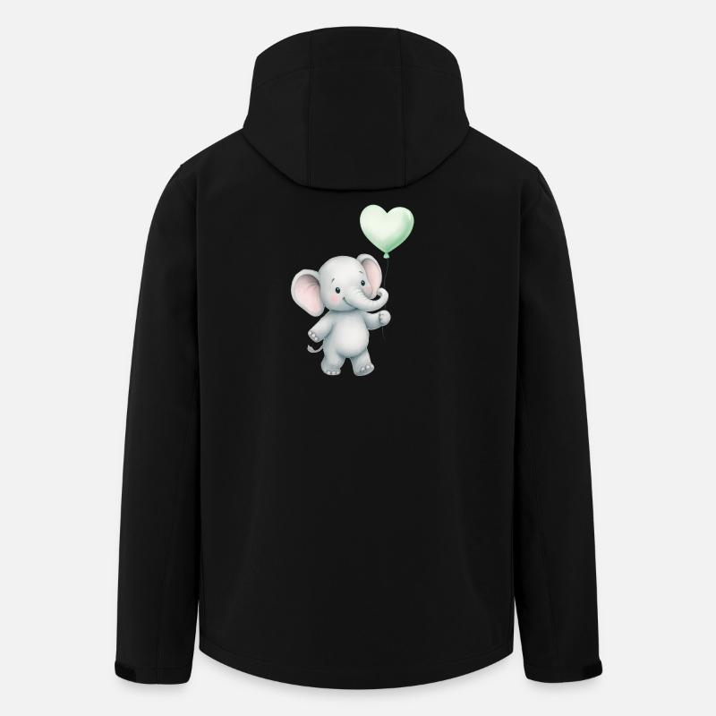 Elefant mit Herzballon - Recycelte Männer Softshell-Jacke von Stanley/Stella - Schwarz