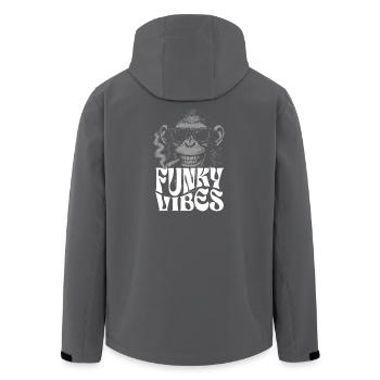 Monkey Funk Vibes - Recycelte Männer Softshell-Jacke von Stanley/Stella - Schwarz - Hinten - AI Model Male 185 light (185cm)