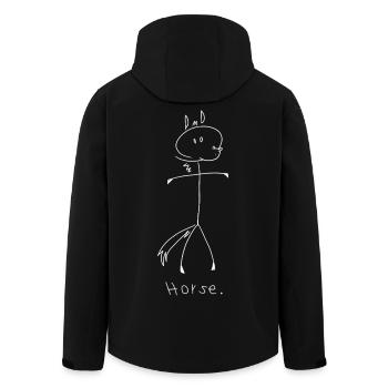horse. (white lines) (by Leni Riosa) - Men’s Recycled Softshell Jacket by Stanley/Stella - black - Back - AI Model Male 185 light (185cm)
