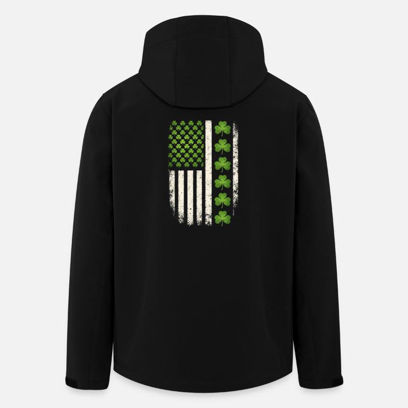 Drapeau américain en trèfle irlandais - Veste softshell homme en polyester recyclé Stanley/Stella - noir