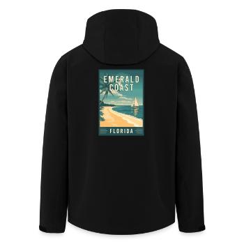 Erleben Sie die atemberaubende Emerald Coast in Florida - Recycelte Männer Softshell-Jacke von Stanley/Stella - Schwarz - Hinten - AI Model Male 185 light (185cm)