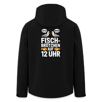  Moin Moin Fischbrötchen Auf 12 Uhr Lustiger Möwen - Recycelte Männer Softshell-Jacke von Stanley/Stella - Schwarz - Hinten - AI Model Male 185 light (185cm)