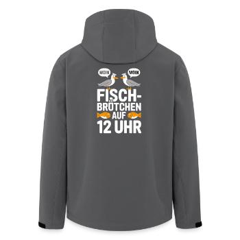  Moin Moin Fischbrötchen Auf 12 Uhr Lustiger Möwen - Recycelte Männer Softshell-Jacke von Stanley/Stella - Anthrazit - Hinten - AI Model Male 185 light (185cm)