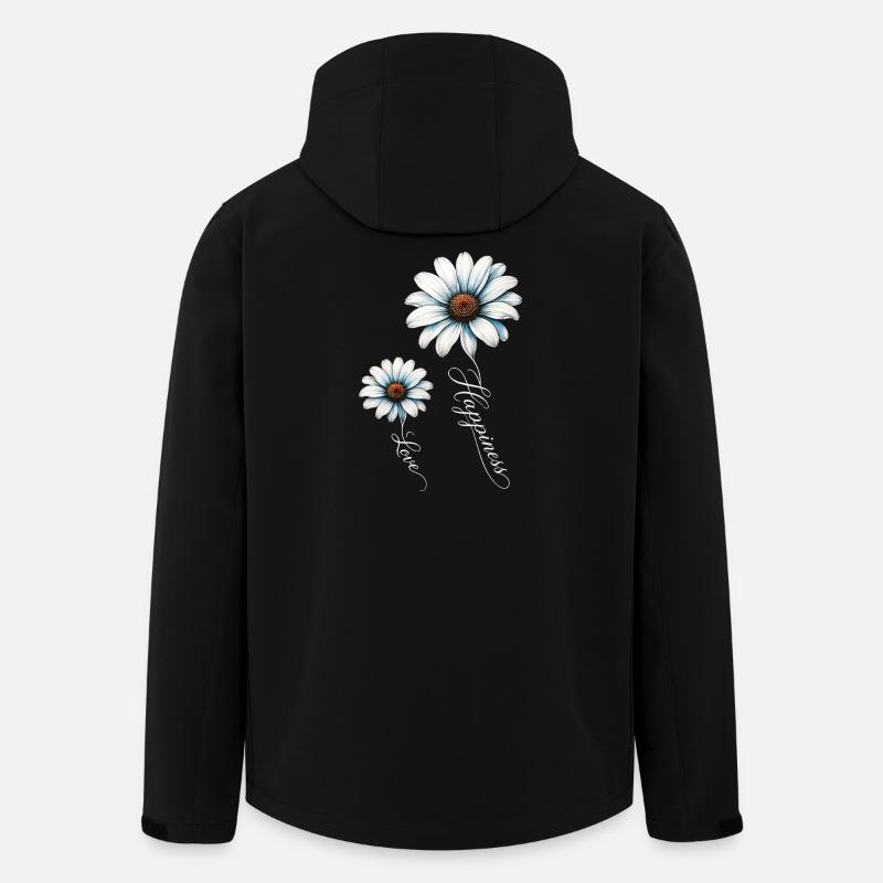 Blaue Gänseblümchen, Glück und Liebe - Recycelte Männer Softshell-Jacke von Stanley/Stella - Schwarz
