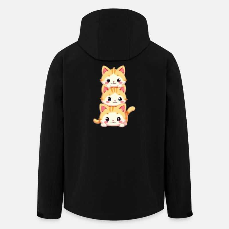 Gestapeltes Kätzchen-Trio - Recycelte Männer Softshell-Jacke von Stanley/Stella - Schwarz