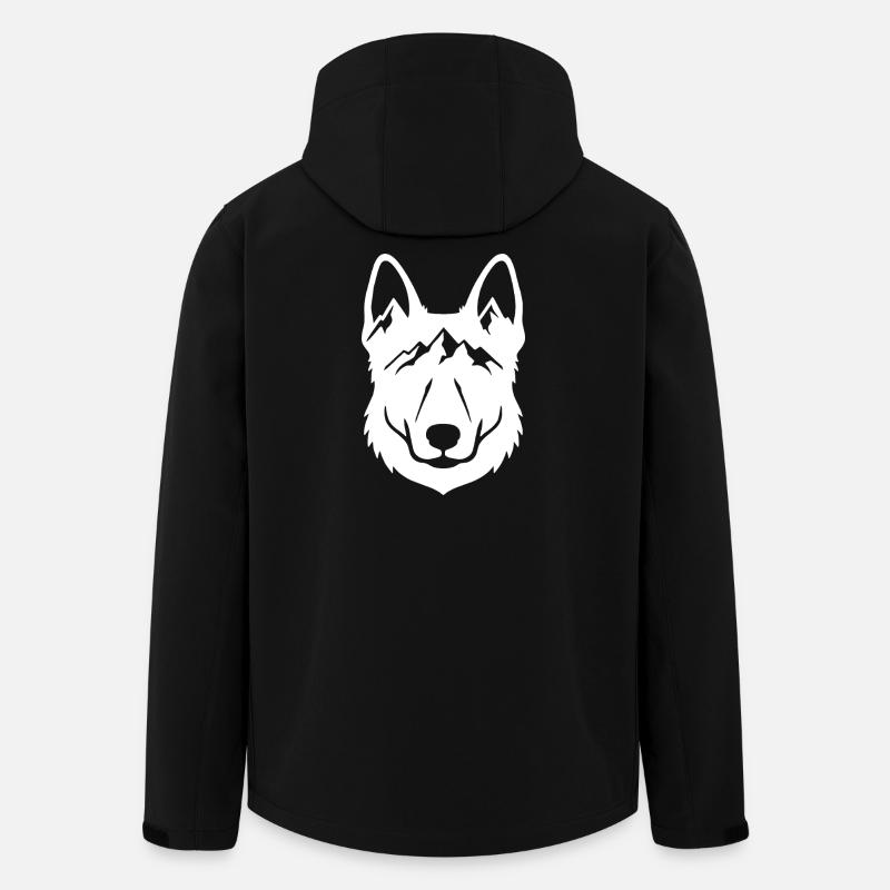 Mountain Wolf Line Art - Men’s Recycled Softshell Jacket by Stanley/Stella - black