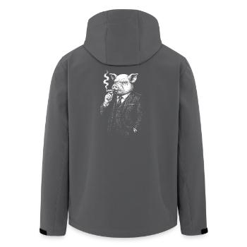 Dapper Pig in a Smoking Suit - Men’s Recycled Softshell Jacket by Stanley/Stella - anthracite - Back - AI Model Male 185 light (185cm)