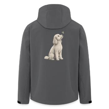 Pudel mit Schmetterling Design für Tierliebhaber - Recycelte Männer Softshell-Jacke von Stanley/Stella - Anthrazit - Hinten - AI Model Male 185 light (185cm)