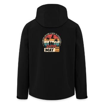 Besonderes Jubiläum mit diesem Entwurf Mai 1984 - Recycelte Männer Softshell-Jacke von Stanley/Stella - Schwarz - Hinten - AI Model Male 185 light (185cm)