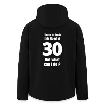 30. Geburtstag - Recycelte Männer Softshell-Jacke von Stanley/Stella - Schwarz - Hinten - AI Model Male 185 light (185cm)