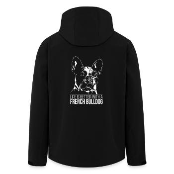 FRENCH BULLDOG life is better Hundespruch Wilsigns - Men’s Recycled Softshell Jacket by Stanley/Stella - black - Back - AI Model Male 185 light (185cm)
