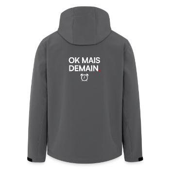 OK BUT TOMORROW | Lazy humour - Men’s Recycled Softshell Jacket by Stanley/Stella - anthracite - Back - AI Model Male 185 light (185cm)