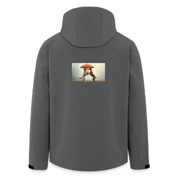 Dogs under umbrella - Men’s Recycled Softshell Jacket by Stanley/Stella - black - Back - AI Model Male 185 light (185cm)