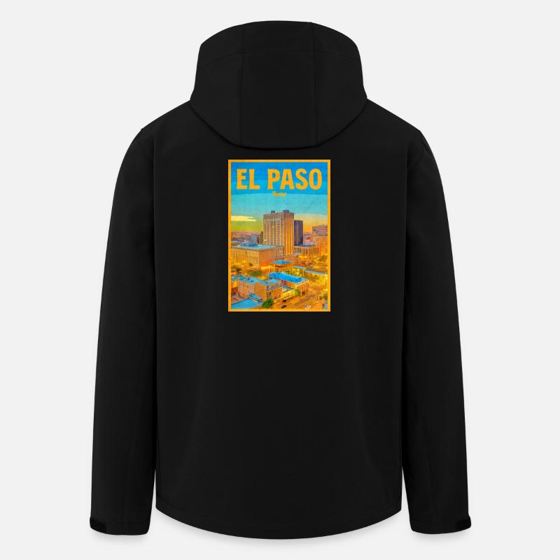 El Paso Skyline Retro - Recycelte Männer Softshell-Jacke von Stanley/Stella - Schwarz