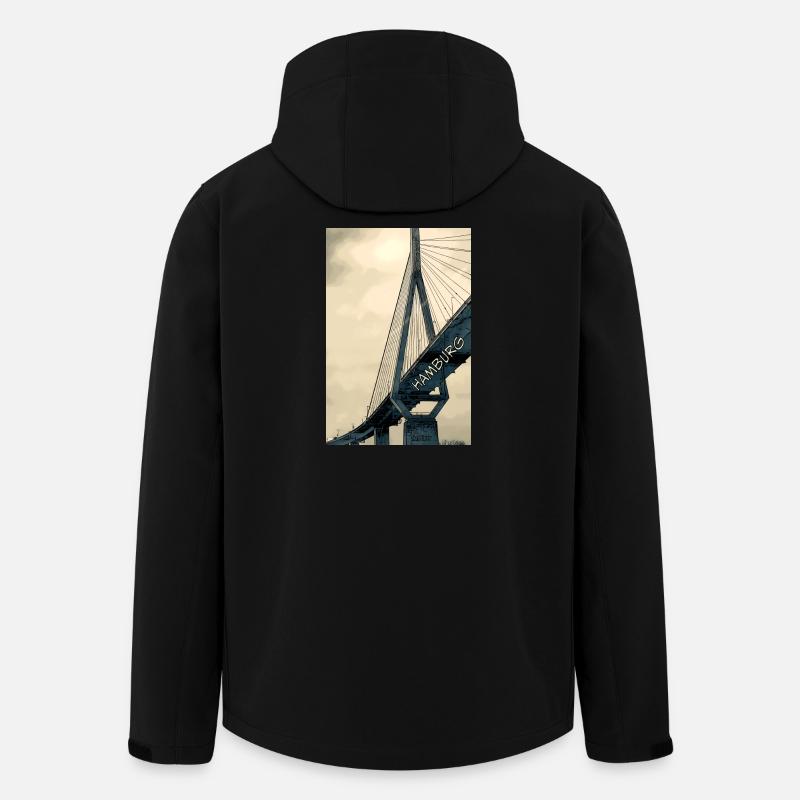 Hamburg Bridges Skyline Illustration - Men’s Recycled Softshell Jacket by Stanley/Stella - black