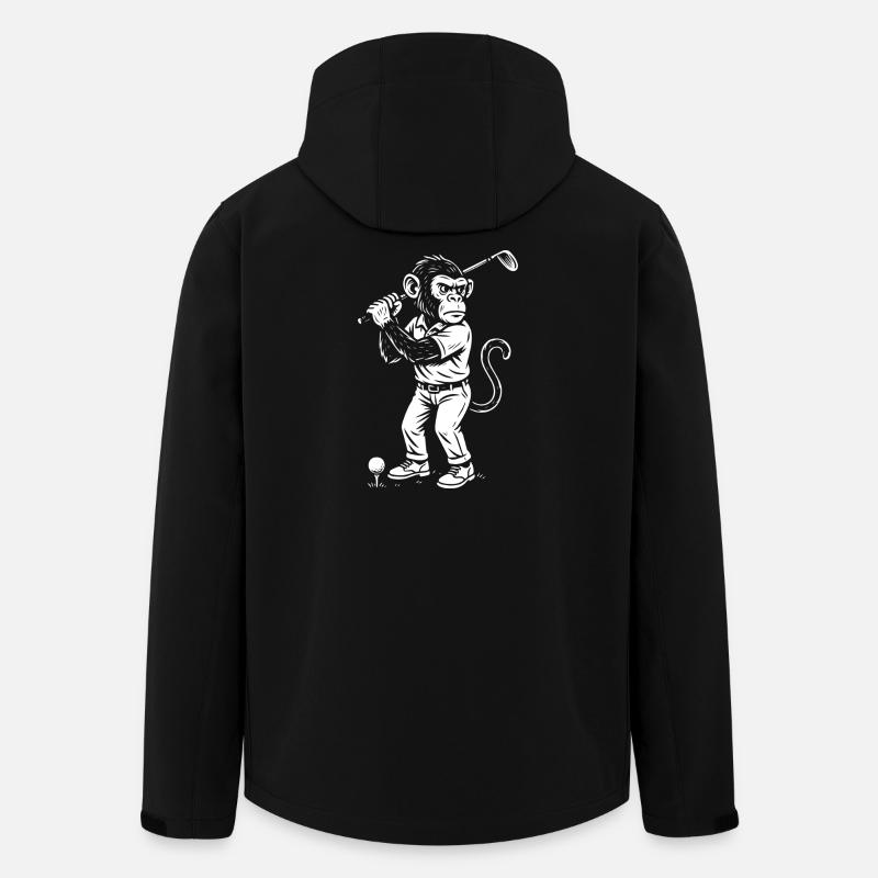 Schimpanse spielt Golf Geschenk - Recycelte Männer Softshell-Jacke von Stanley/Stella - Schwarz