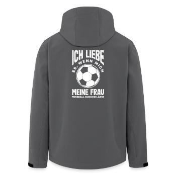 Funny Football Football Fan Gift - Men’s Recycled Softshell Jacket by Stanley/Stella - black - Back - AI Model Male 185 light (185cm)