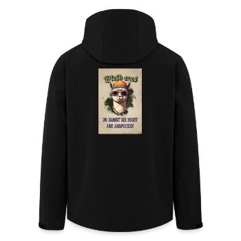 Lama Spruch – Bleib cool, lustiges Fun Shirt - Recycelte Männer Softshell-Jacke von Stanley/Stella - Schwarz - Hinten - AI Model Male 185 light (185cm)