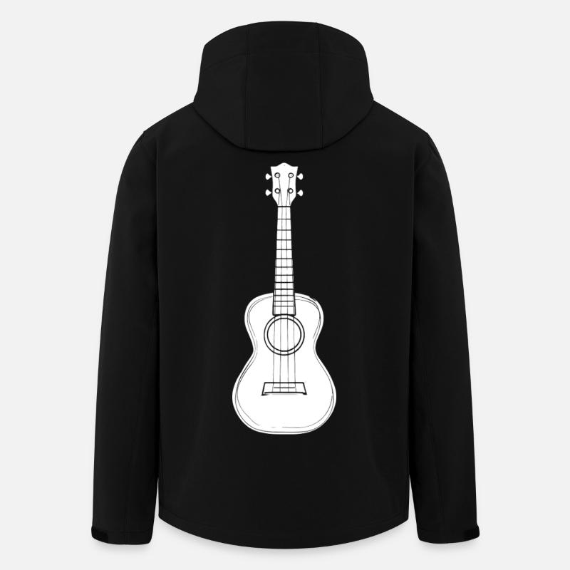 Dessin d’instrument de ukulélé - Veste softshell homme en polyester recyclé Stanley/Stella - noir