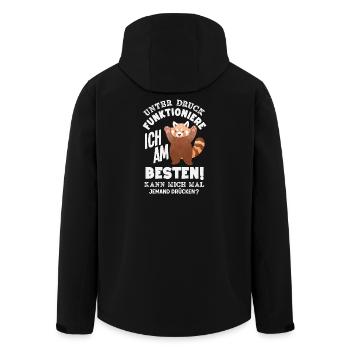 Unter Druck funktioniere ich am besten - Recycelte Männer Softshell-Jacke von Stanley/Stella - Schwarz - Hinten - AI Model Male 185 light (185cm)