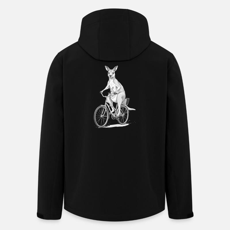 Joey sur vélo Illustration de kangourou - Veste softshell homme en polyester recyclé Stanley/Stella - noir