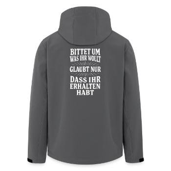 Bittet um was ihr wollt - Recycelte Männer Softshell-Jacke von Stanley/Stella - Schwarz - Hinten - AI Model Male 185 light (185cm)