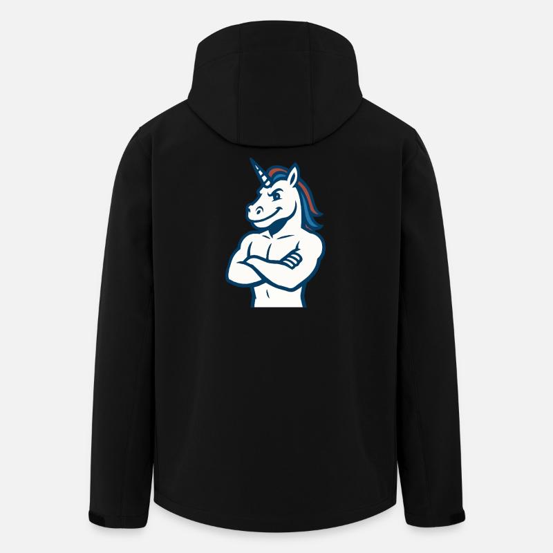 Selbstbewusstes Einhorn-Maskottchen Starkes Sportdesign - Recycelte Männer Softshell-Jacke von Stanley/Stella - Schwarz