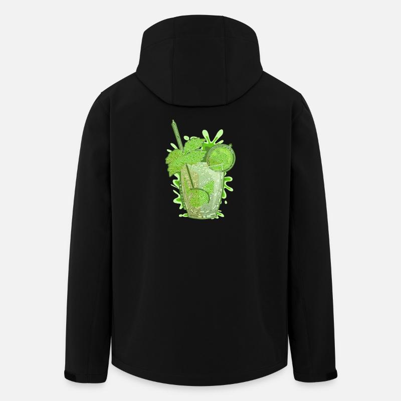 Mojito labyrinthe (contour blanc) - Veste softshell homme en polyester recyclé Stanley/Stella - noir