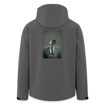 Monitored Digital Surveillance Art Poster - Men’s Recycled Softshell Jacket by Stanley/Stella - black - Back - AI Model Male 185 light (185cm)