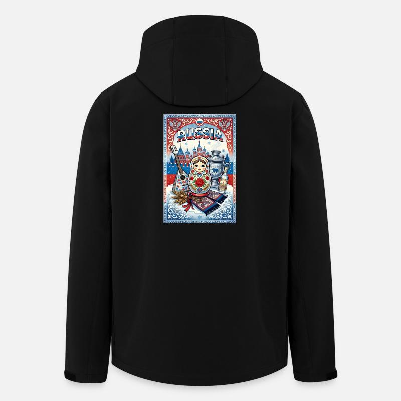 Matryoshka et Samovar russes - Veste softshell homme en polyester recyclé Stanley/Stella - noir