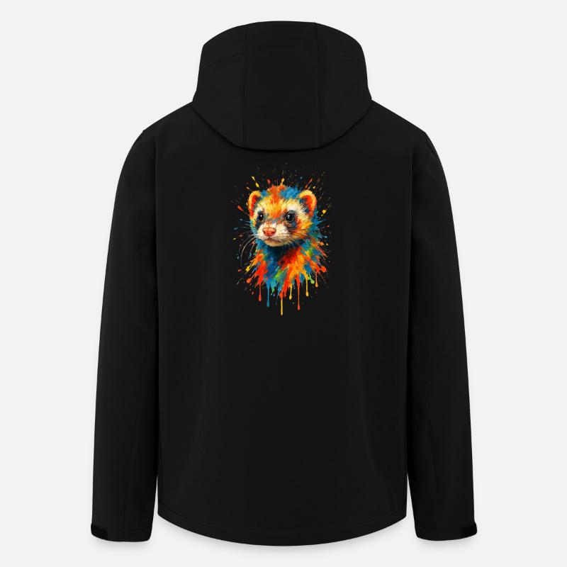 Künstlerischer Frettchen-Farbspritzer - Recycelte Männer Softshell-Jacke von Stanley/Stella - Schwarz