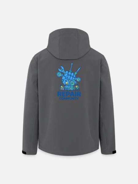 Cultuur van gereedschappen van de reparatiegemeenschap - Heren softshell jas van gerecycled polyester Stanley/Stella - zwart